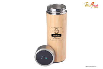 Garrafa Térmica Bambu com Termômetro digital - BT14783