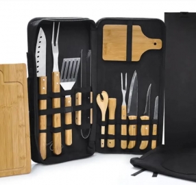 CONJ. PARA CHURRASCO E CAIPIRINHA – 14 PÇS