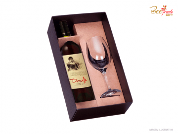 vinho chileno doncella com taça para personalizar