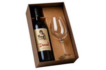 Kits Vinho │ Vinho Chileno Doncella Com Taça :: BT4729