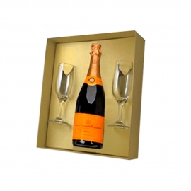 Kit Veuve Clicquot Com 2 Taças para Natal Personalizado