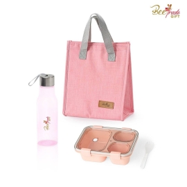 Kit Integração e Outubro Rosa com Marmiteira Personalizado - Bolsa Térmica, Marmiteira e Garrafa
